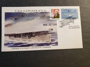 Aircraft Carrier USS LANGLEY CV-1 Naval Cover 1986 Cachet w/ insert - Picture 1 of 2