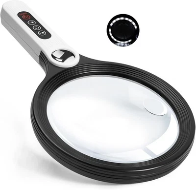 Large Magnifying Glass with Light, Ebbnivs 5X 10X 20X Handheld Magnifying Glasse - Image 1 of 4