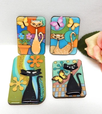 LOTE DE PRENDEDORES/BROCHES PARA GATO, ECO Y HARA FIRMADOS, FLORES, MARIPOSAS, GATO ATÓMICO, RETRO Foto 1 de 4