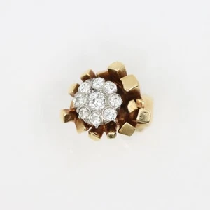 14K Gold 5.1 Carat Diamond Cluster Freeform Nugget Ring - Picture 1 of 14