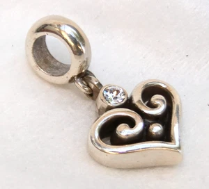 Neu Brighton Alcazar Tropfen Herz Silber & Kristall Charm - Bild 1 von 2