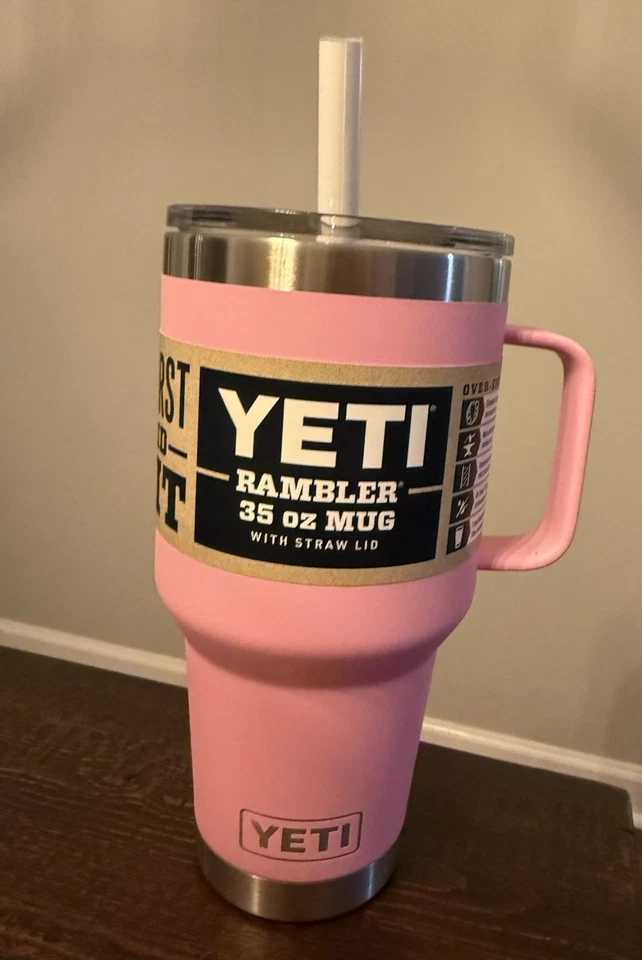 Novo! Caneca Yeti 35 oz Rambler com canudo e tampa em Power Pink edição limitada - Imagem 1 de 4