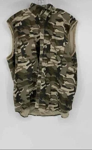 C.E. Schmidt Mens Brown Black Tan Camouflage Sleeveless Button-Up Shirt Size 4X - Picture 1 of 6