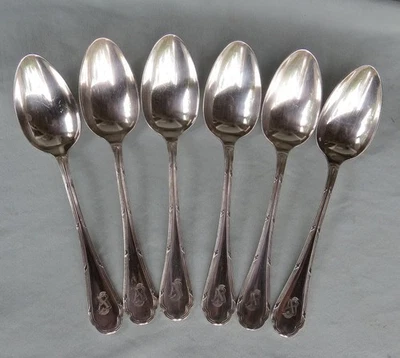 6 colheres de sopa ERCUIS PARIS PRATA TRIANON - Imagem 1 de 4