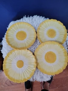 Pier 1 Sunflower Fields Plate Saucer Hand Painted Earthenware Yellow Set Of 4 - Picture 1 of 7