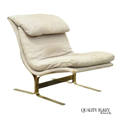 Sillón cantilever de latón estilo Milo Baughman moderno de mediados de siglo Foto 1 de 4