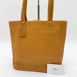 COACH Tote Shoulder Bag Small Logo Leather Brown Women's USED FROM JAPAN - Picture 1 of 9