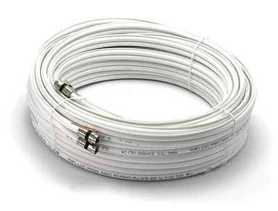 White 75ft Dual with Ground RG6 Coaxial with Quality Compression Connectors - Image 1 of 4
