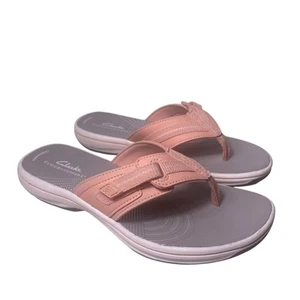 Clarks Women's Cloudstepper Breeze Sea Flip Flop Sandals Peach Size 6 - Picture 1 of 6