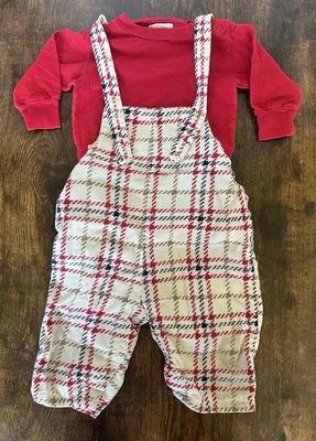 Mono de pana a cuadros vintage años 70/80 Sears bebé talla 6-9 meses 15-19 libras Foto 1 de 4