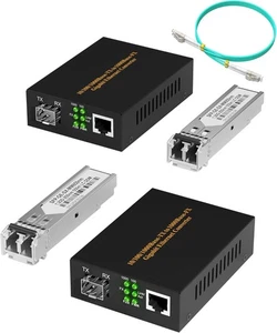 A Pair of Fiber to Ethernet Converter 1.25G/s Gigabit Ethernet Multi-Mode Media - Afbeelding 1 van 7