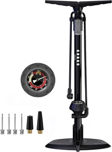Fahrradpumpe mit Manometer, Fahrrad Standpumpe für Presta und Schrader Ventile Fahrradreifen - Bild 1 von 5