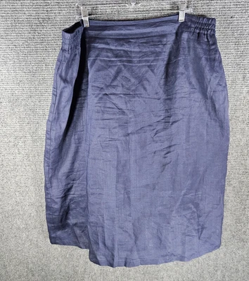Falda de lino azul liso Lino EE. UU. 3x para mujer talla grande midi línea A Foto 1 de 4