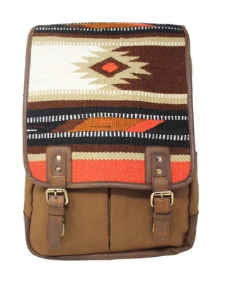 Western Handwoven Saddle Blanket Rug Tan Canvas Carry-On Travel Bag 18SKB63 - Image 1 of 3