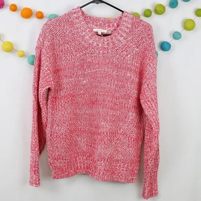 Skies are Blue NEW Red White Marled Heathered Knit Crewneck Sweater Large - Image 1 of 4