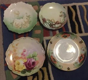BEAUTIFUL SET OF 4 HAND PAINTED CABINET PLATES ALL BAVARIA & Austria GOLD TRIM - Picture 1 of 12