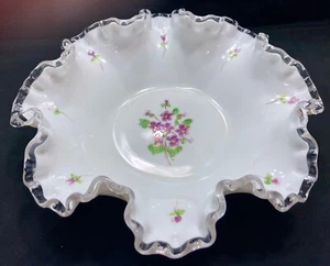 Fenton SILVER CREST(?) Unmarkierte gekräuselte Schüssel 9 1/2", VEILCHEN - Bild 1 von 9