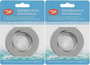 2 X STAINLESS STEEL SINK BATH PLUG HOLE STRAINER DRAINER BASIN HAIR TRAP COVER - Picture 1 of 3