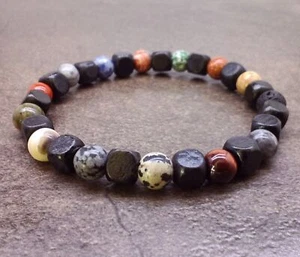 Mens Wood Stone Bead Stretch Bracelet Surfer Prayer Meditation Wrist Accessories - Picture 1 of 2