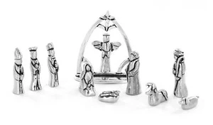 Juego de Natividad con Mini Estatuilla de Peltre Chreche 11 Piezas con Bolsa de Terciopelo - Imagen 1 de 6