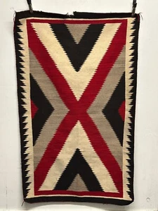 Antique LARGE Navajo Rug Native American Indian VTG Eye Dazzler Weaving 75x47 - Picture 1 of 9