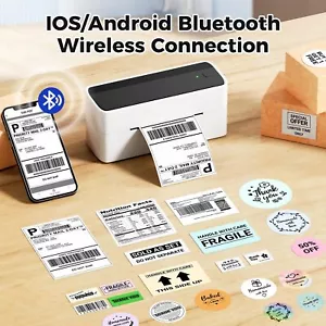 Bluetooth Shipping Label Printer 4x6 Direct Thermal Address Package Label Maker - Picture 1 of 10
