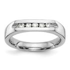 14k White Gold 5 Stone Diamond Wedding Band Flat Top Ring 0.10 Ct to 1.25 Ct.