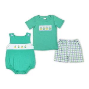 Cute Toddler Boys Brother Embroidery Sailboat Summer Shorts Set Romper - Picture 1 of 5