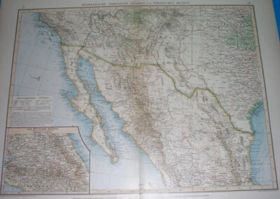 1898 ORIGINAL MAP TEXAS HOUSTON DALLAS GALVESTON NEW MEXICO CALIFORNIA ARIZONA - Image 1 of 4