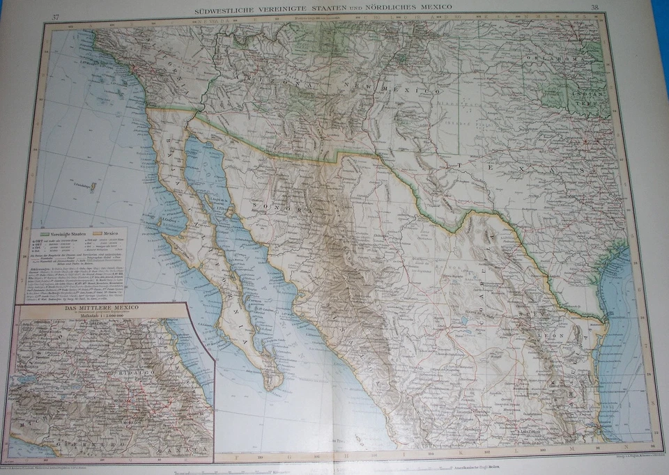 1898 ORIGINAL MAP TEXAS HOUSTON DALLAS GALVESTON NEW MEXICO CALIFORNIA ARIZONA - Image 1 of 4