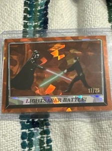 2023 Topps Cromo Star Wars Zafiro Sable de Luz ¡Batalla! Orange Luke Darth #/25 - Imagen 1 de 3