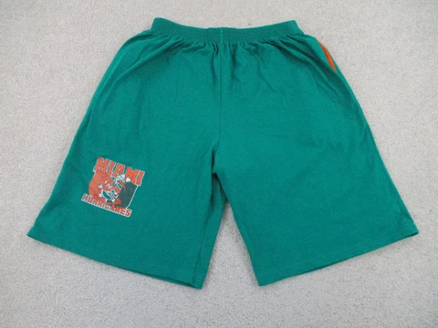 VINTAGE Miami Hurricanes Shorts Adult Extra Small Green Orange Football Mens 90s Cover