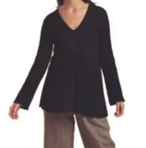 NWT Flax Pima Cotton Wide Ribbed LONG PULLOVER Sweater BLACK NAVY OR NATURAL - Picture 1 of 6