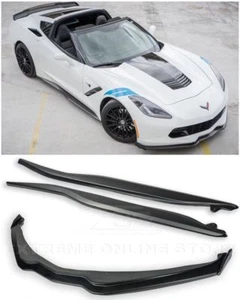 For 14-19 Corvette C7 | Z06 Stage 2 ABS PLASTIC Front Lip End Caps & Side Skirts - Picture 1 of 12