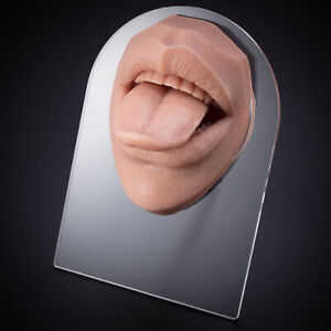 Silicone Tongue Model Mouth Open Fake Tounge Flexible Human Flesh Blond HG5