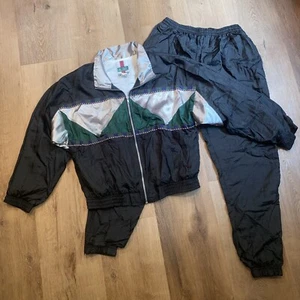 Vintage 1990s Track Suit Womens Large Windbreaker Jacket Pants Nylon 90s Active - Picture 1 of 13