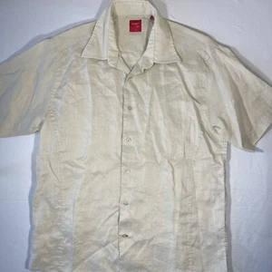 Report Collection 100% Linen Men Shirt Size Large Beach Boho Preppy Casual - Picture 1 of 10