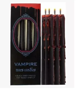 Vampire Tears Candles - Gothic Black & Red Dripping Blood Effect Tapered Candles - Picture 1 of 1