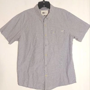 Reef Men's Vacation Lightweight Short Sleeve Cotton Checkered Shirt Gray EUC - Picture 1 of 9