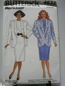 Vintage 80er ~ Butterick Fast & Easy Muster #4632 ~ Jacke & Kleid ~ Miss 14,16 & 18 - Bild 1 von 2