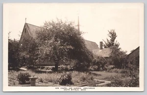Massachusetts (MA) View RPPC Postcard: Chapel & Garden, Adelynrood, S. Byfield - Picture 1 of 2