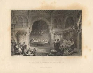 c1840 Algier Algerien Maurischer Palast Interieur Orient Stahlstich-Ansicht - Bild 1 von 1