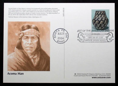 US Stamps FDC - #UX417 - 2004 23c Acoma Man Postcard FDC RFC01 - Image 1 of 2
