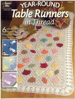 Year Round Table Runners Thread Crochet PATTERN 6 Colorful Doily Holiday Topper - Image 1 of 2