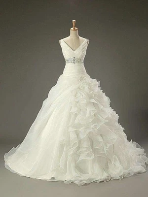 Vintage $0.99  Wedding Dresses Ruffles 1970s A Line Luxury Bridal Gowns - Image 1 of 4