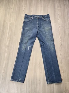 VTG Wrangler Slim Fit Jeans 36x33 Blue Denim Made in USA Cowboy (Fits 34x32) - Picture 1 of 16