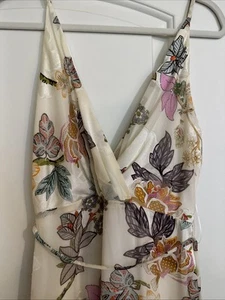 Fab’rik Maxi Dress Women S Ivory Ellie V neck Floral Tropical Romantic Colorful - Picture 1 of 11