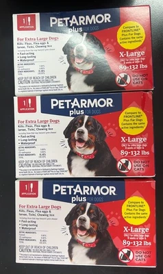 3 Pet Armor Plus Tratamiento antipulgas y garrapatas para perros X-grandes Suministro para 3 meses/3 Foto 1 de 2