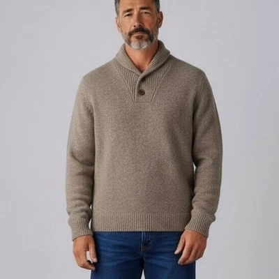 J. Suéter Crew 100% Lana de Cordero Talla M Mantón Cuello Marrón Claro Papá Academia Preppy Foto 1 de 4