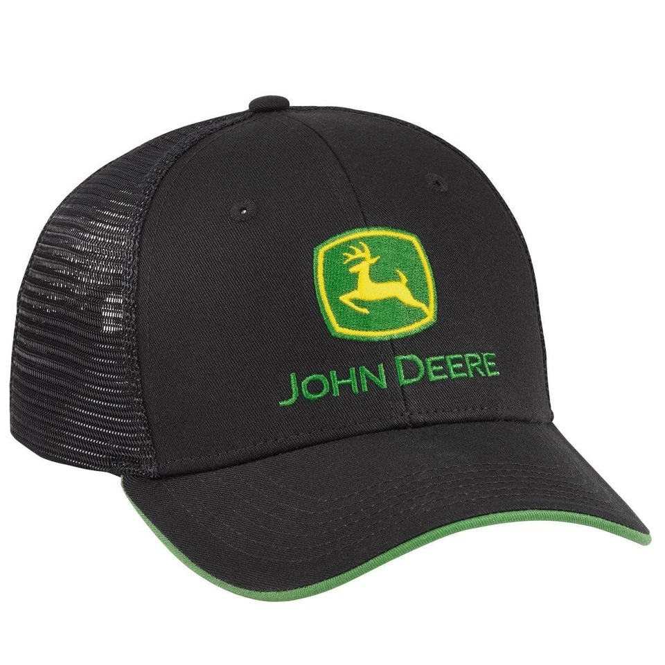 LP69079 John Deere Licensed Black Mesh Back Hat / Cap